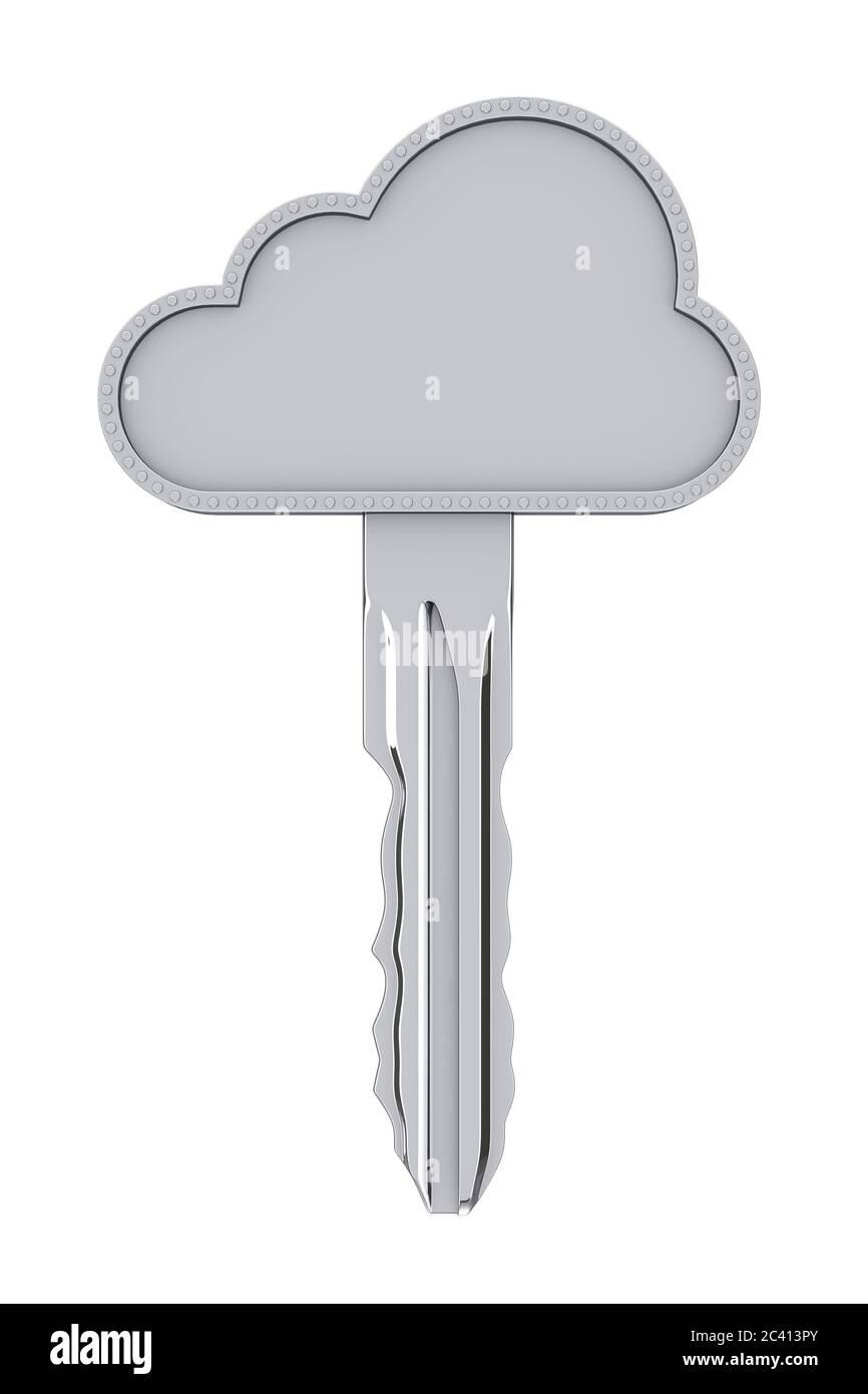 Concept de sécurité Internet. Clé de nuage sur fond blanc. Rendu 3d Banque D'Images