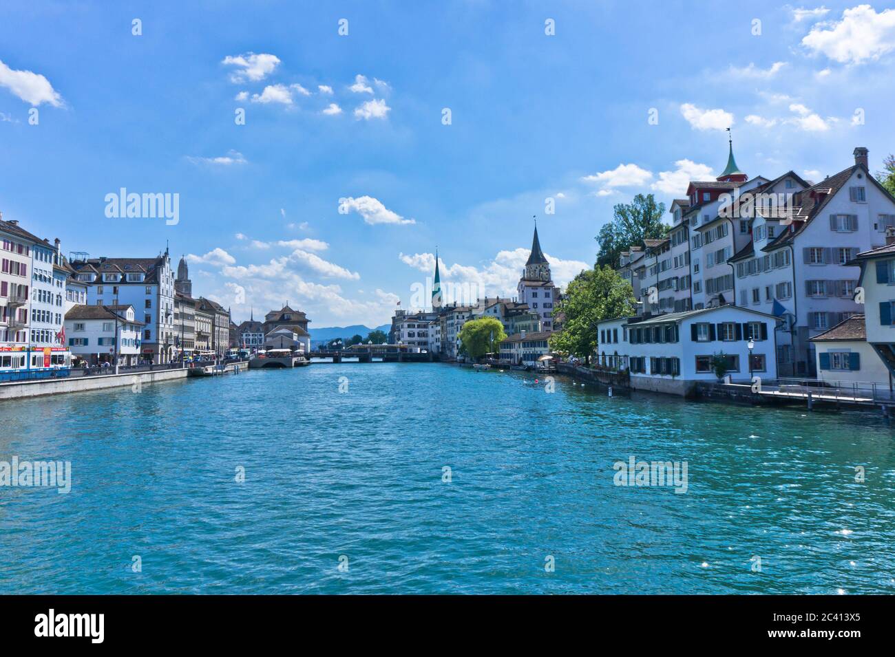 Zurich, vue sur la vieille ville depuis le lac, Suisse Banque D'Images