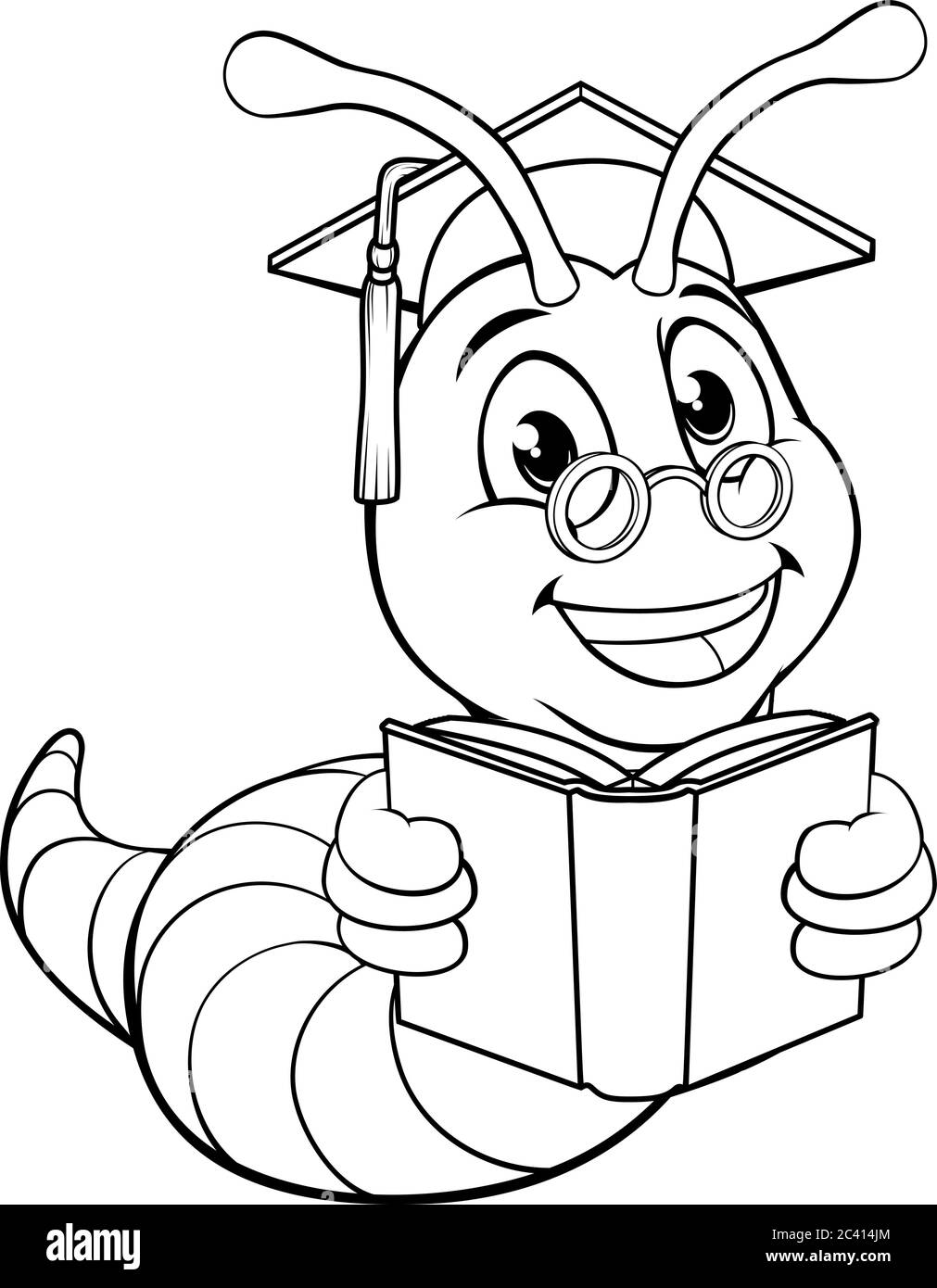 Livre de coloriage de ver de livre mignon de dessin de dessin de peinture page Illustration de Vecteur