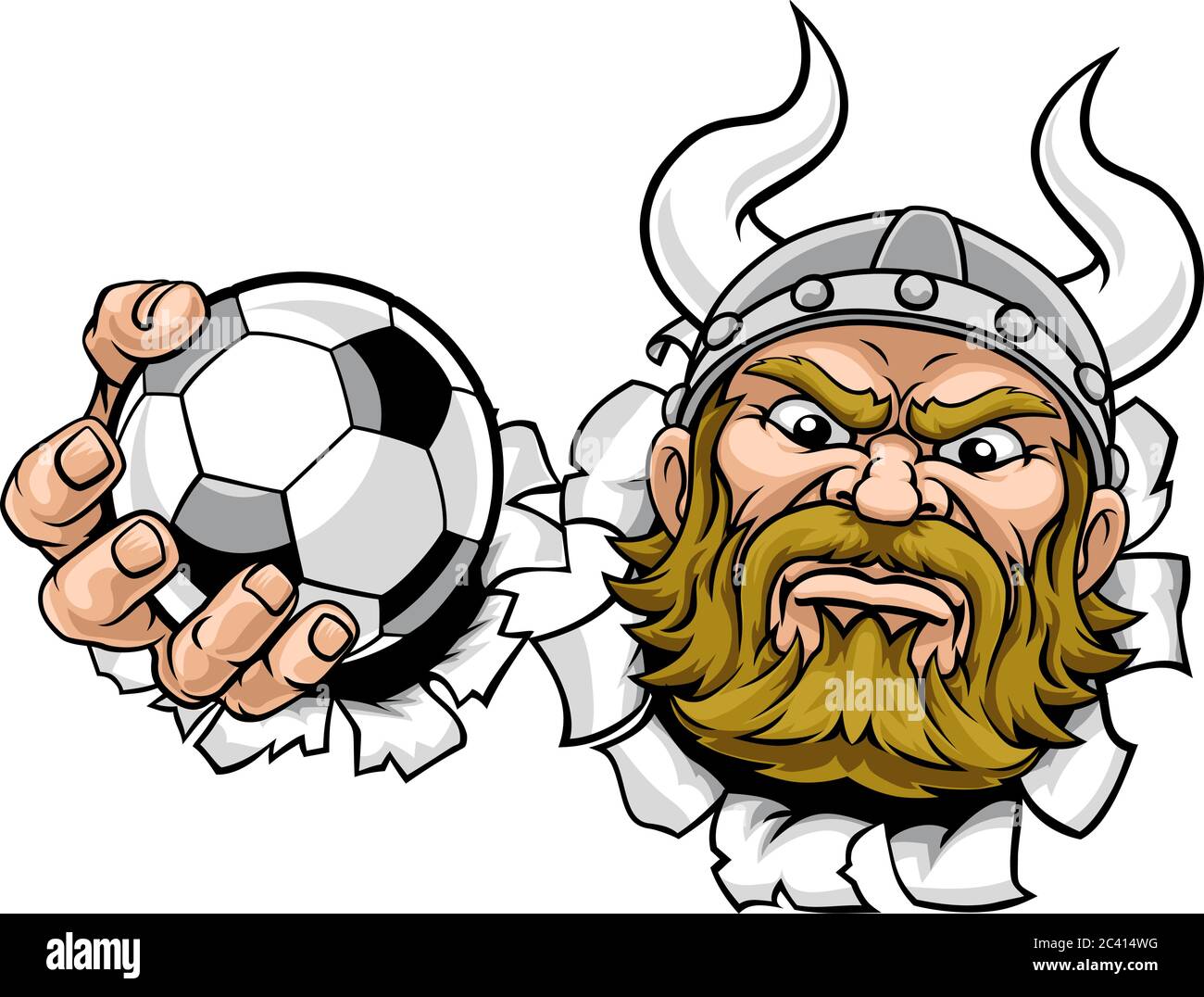Viking Soccer football ball Sports Mascot Cartoon Illustration de Vecteur