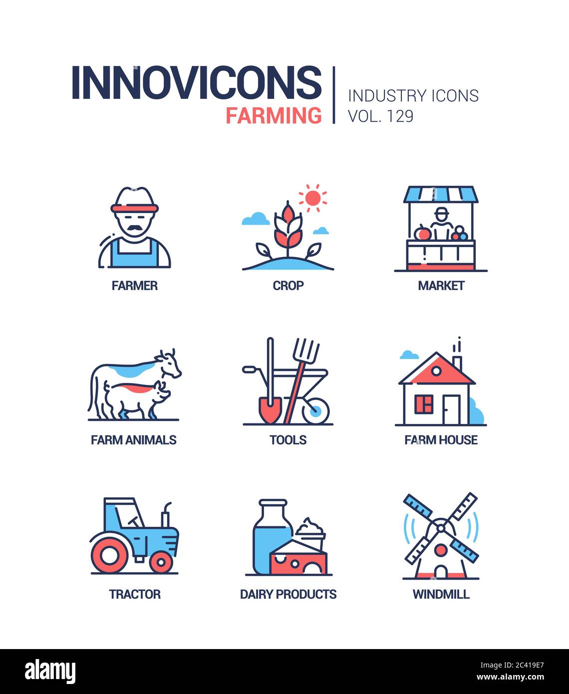 Agriculture - des icônes de style moderne et coloré Illustration de Vecteur