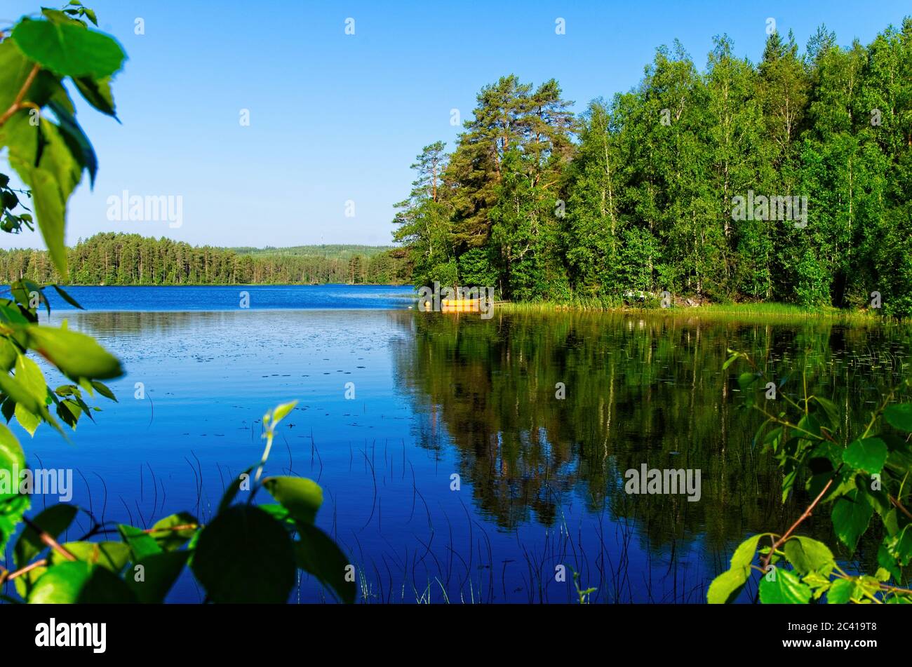Une chaude et ensoleillée matinée d'été autour du lac siljan dans la belle Dalarna, Suède. Banque D'Images