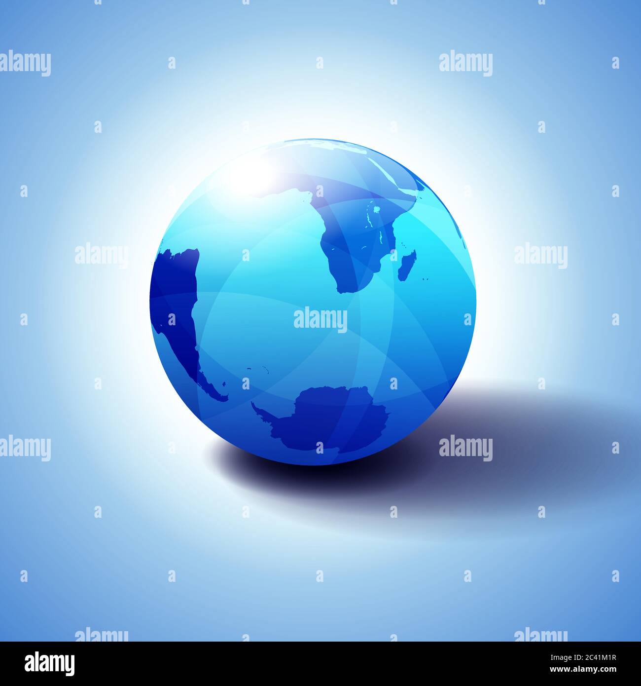 World Background South Pole et Afrique du Sud, Antarctique, monde mondial, Globe Icon illustration 3D, sphère brillante, brillante avec carte globale en bleu subtil Illustration de Vecteur