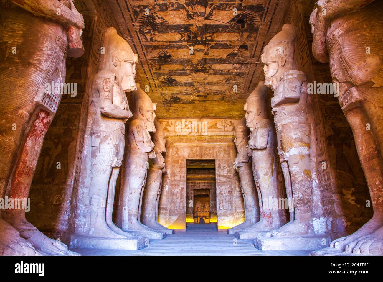 Intérieur du temple Abu Simbel, site classé au patrimoine mondial de l'UNESCO, Assouan, Égypte. Banque D'Images