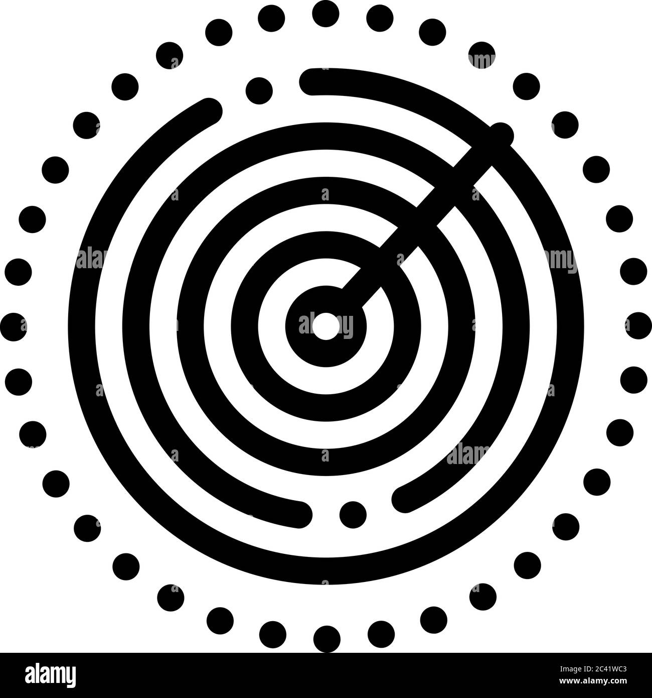 illustration du contour vectoriel de l'icône d'affichage du radar de navigation aérienne Illustration de Vecteur