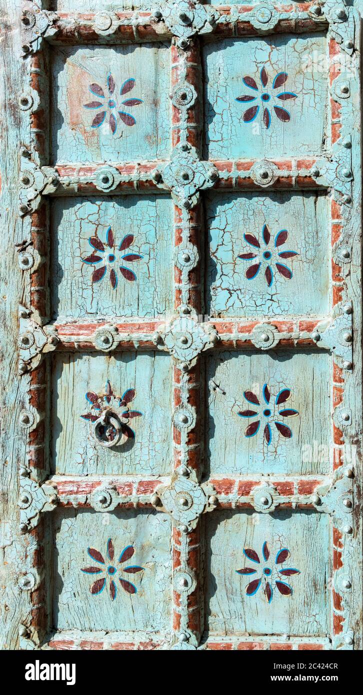 Porte décorative à Mehrangarh fort, Jodhpur, Rajasthan, Inde Banque D'Images