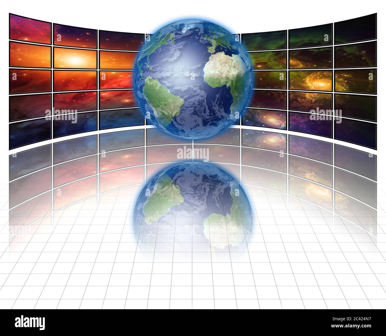 Écrans vidéo avec Terre. Art concept Banque D'Images