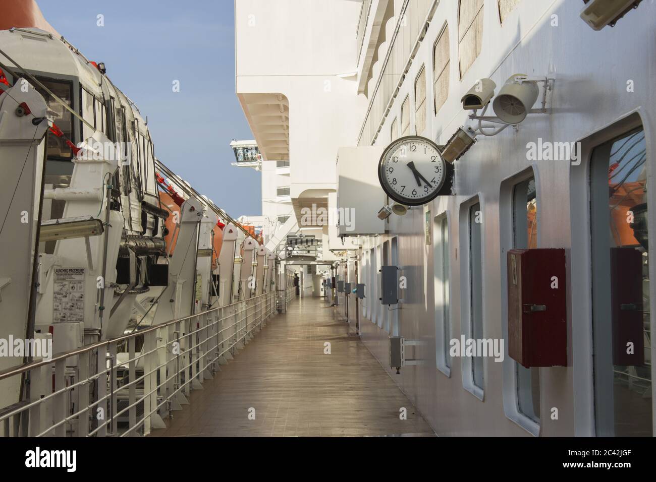 Pont externe d'un bateau de croisière Banque D'Images