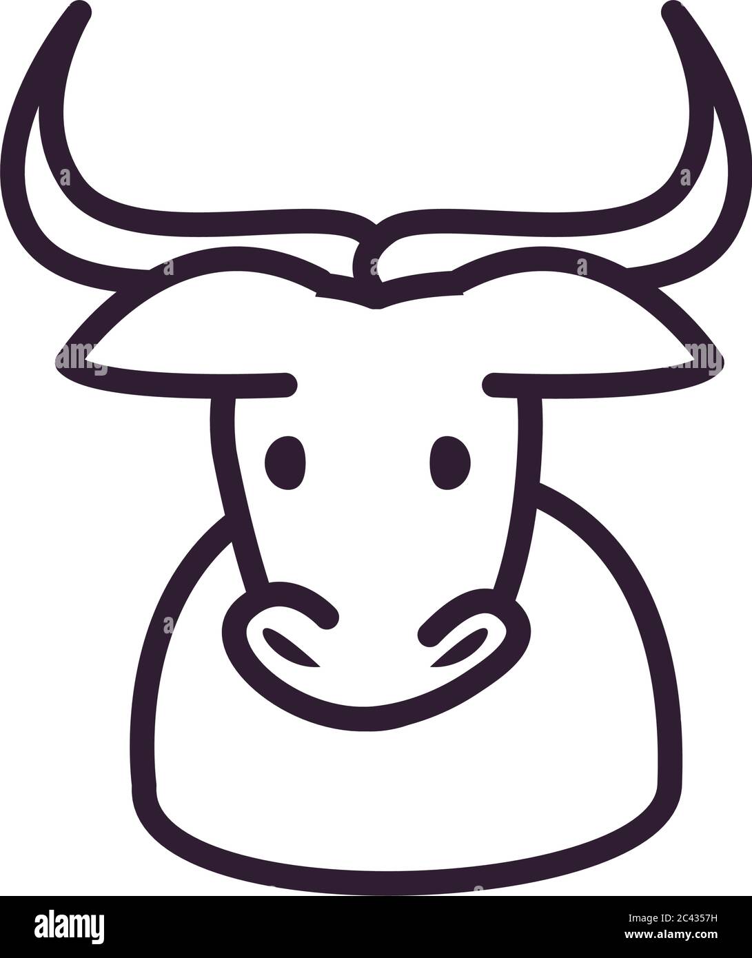 Adorable Tete De Taureau Dessin Anime Style Ligne Icone Animal Zoo Vie Nature Et Theme Personnage Illustration Vectorielle Image Vectorielle Stock Alamy
