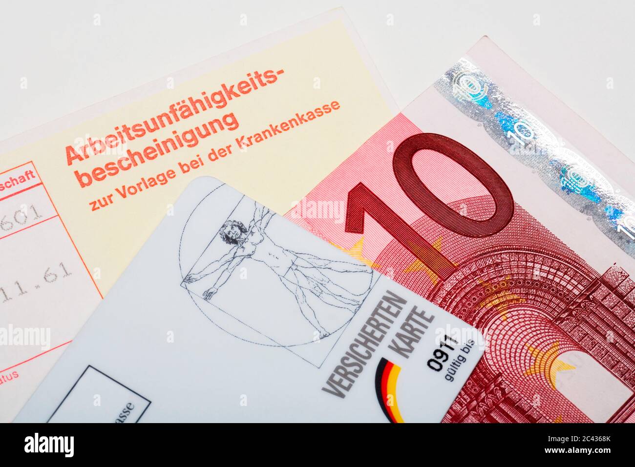 Frais de pratique - certificat d'incapacité de travail - cartes d'assurance Banque D'Images