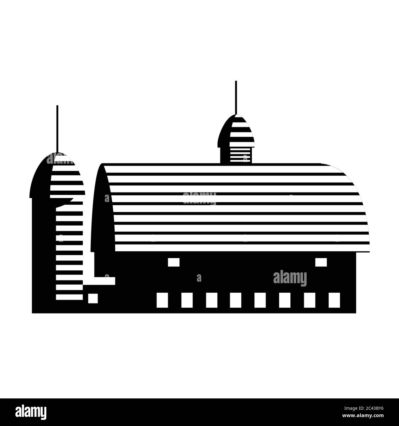 Illustration vectorielle d'une grange et d'un silo Illustration de Vecteur