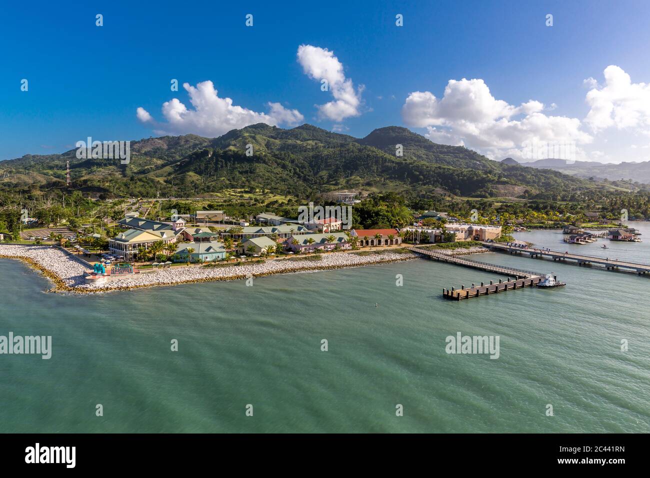 République Dominicaine, Maimon, vue sur le port, terminal de croisière d'Amber Cove Banque D'Images