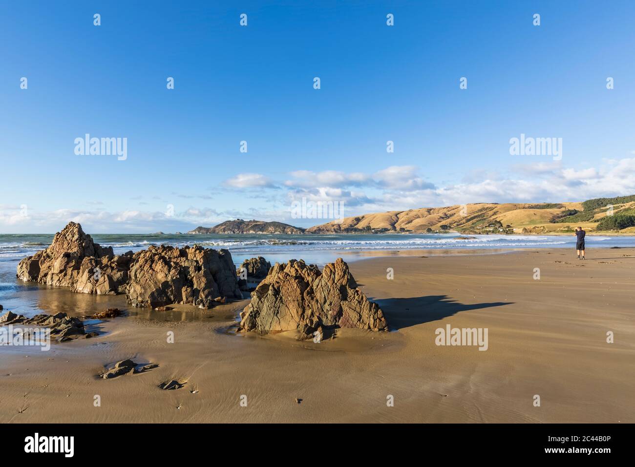 Nouvelle-Zélande, formations rocheuses sur la plage côtière de Nugget point Banque D'Images