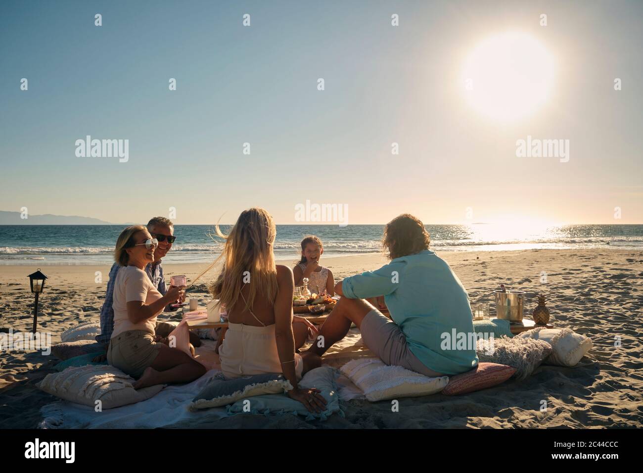 Dîner-fête au coucher du soleil à la plage. Riviera Nayarit, Mexique Banque D'Images