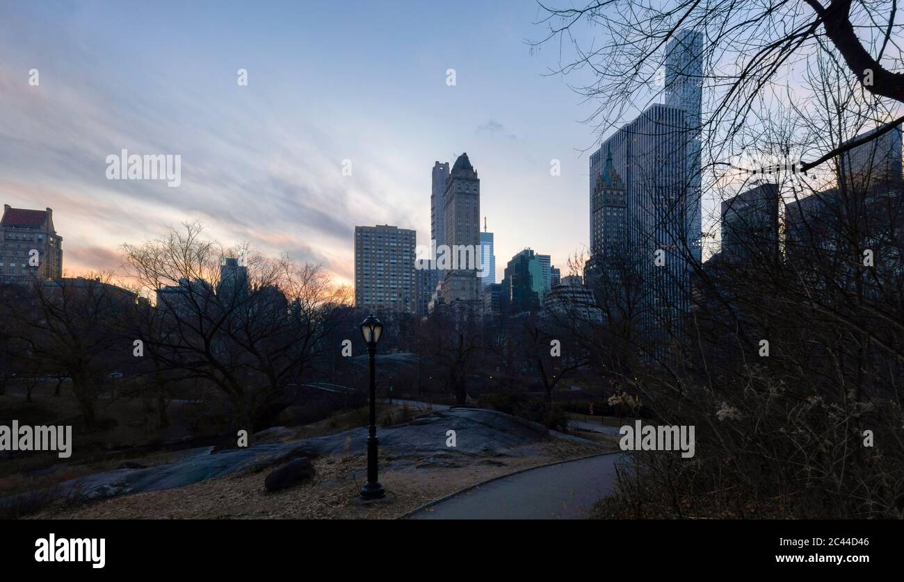 États-Unis, New York, New York, Central Park à l'aube d'hiver Banque D'Images