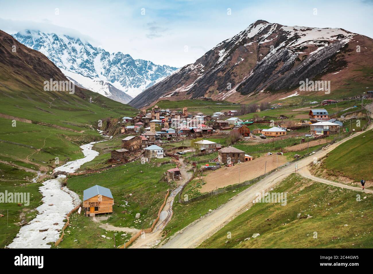 Géorgie, Svaneti, Ushguli, Maisons du village de montagne médiéval Banque D'Images