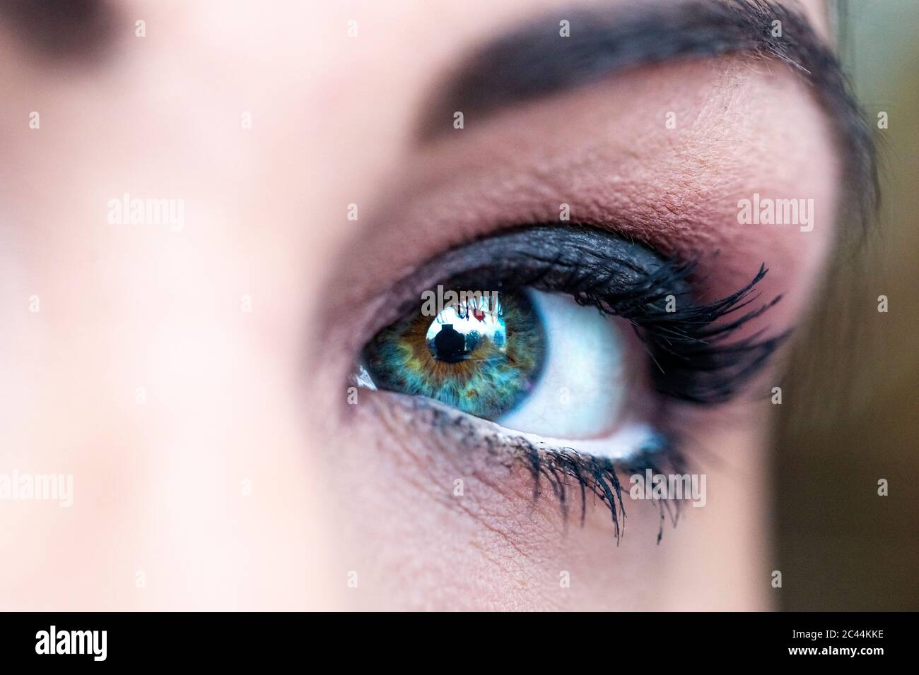 Allemagne, œil vert de la jeune femme portant une mascara Banque D'Images