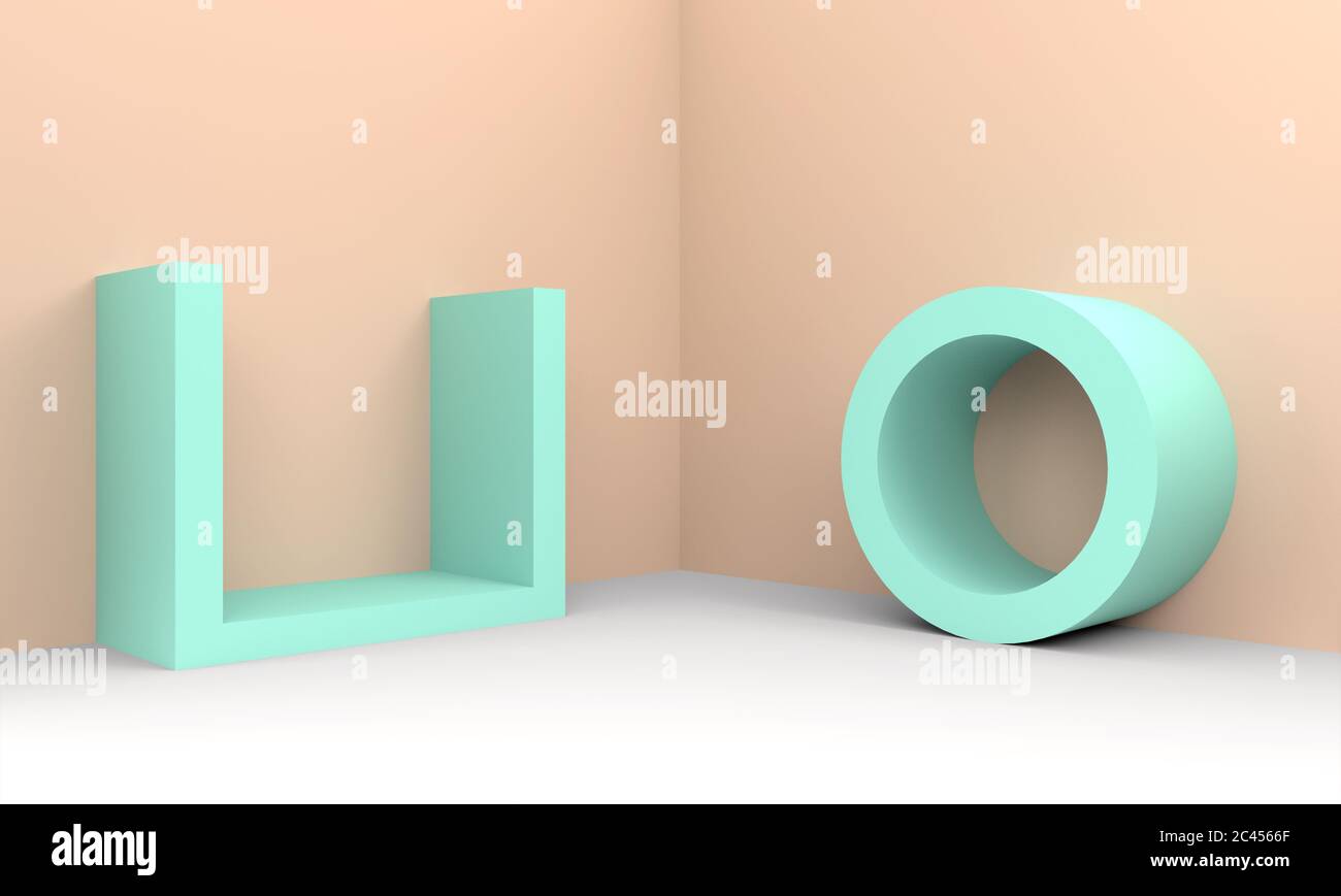 Podium en composition abstraite bleue, rendu 3d, illustration 3d Banque D'Images