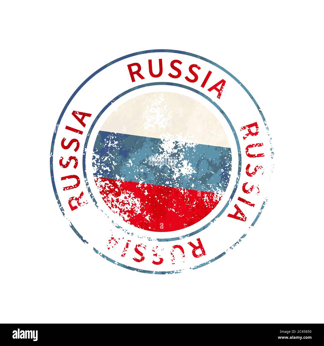 Signe Russie, impression grunge vintage avec drapeau sur blanc Illustration de Vecteur