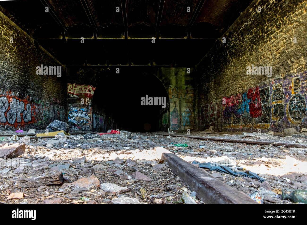 Paris, France - 2 juin 2020 : vue sur les vieux chemins de fer de la petite ceinture à Paris, disposés comme une zone de promenade Banque D'Images