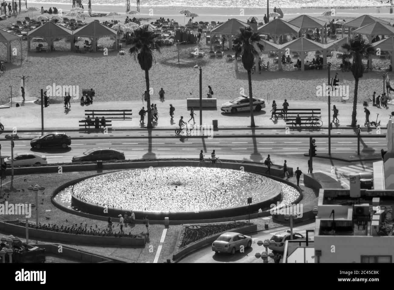 Vue de dessus de la plage de tel Aviv - Israël Banque D'Images