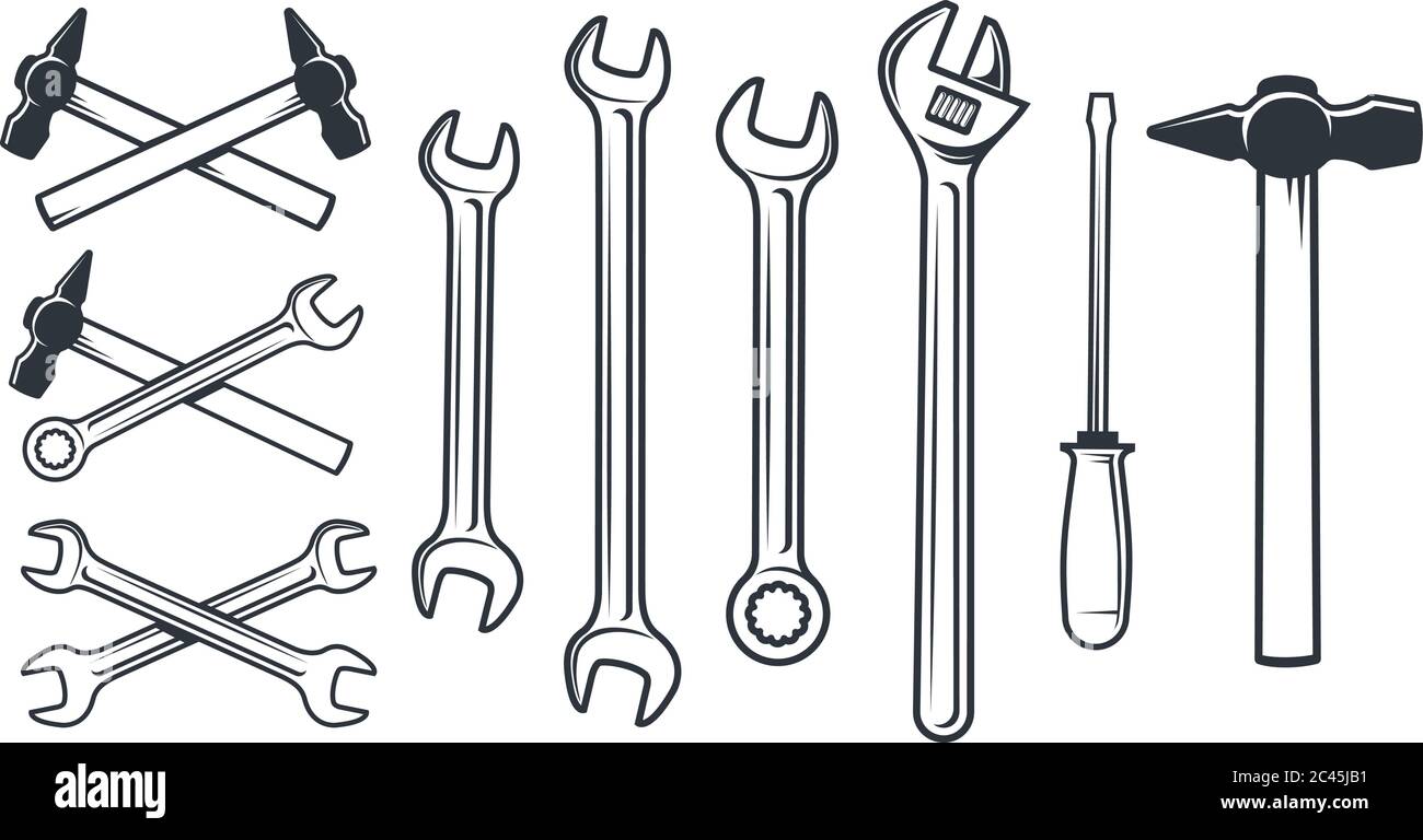 Outils mécaniques pour les travailleurs du matériel Illustration de Vecteur