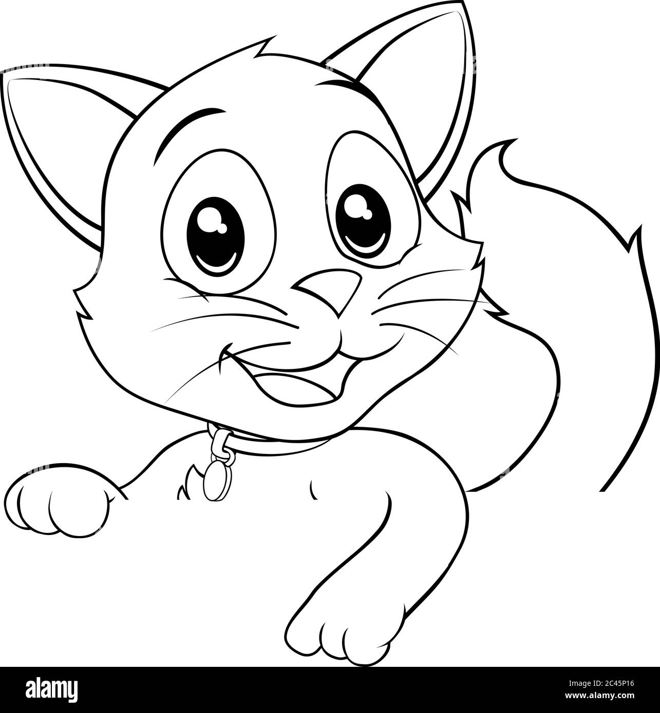 Chat Mignon Dessin Anime Kitten Animal Peeking Sign Image Vectorielle Stock Alamy