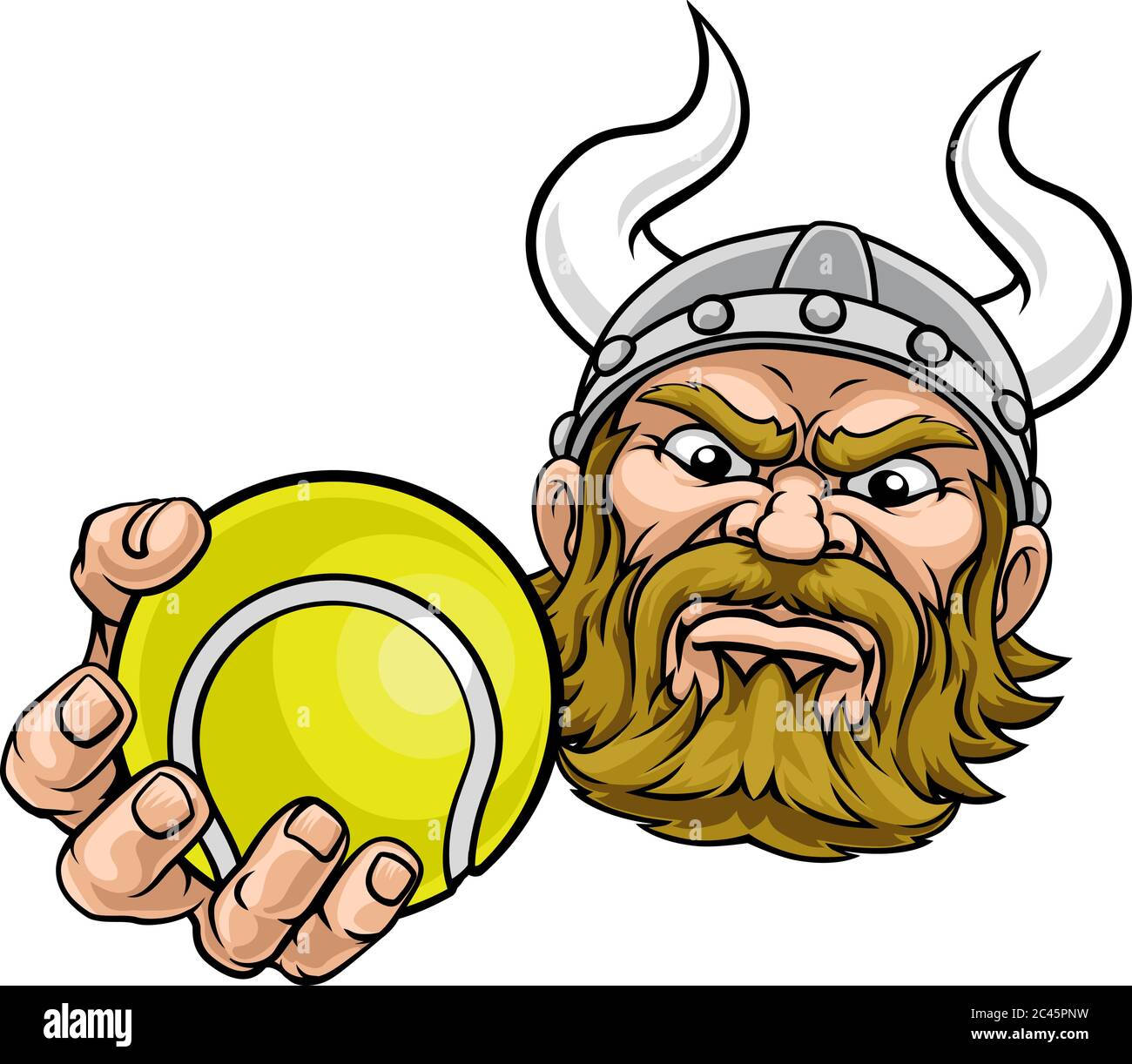 Viking tennis ball Sports Mascot Cartoon Illustration de Vecteur