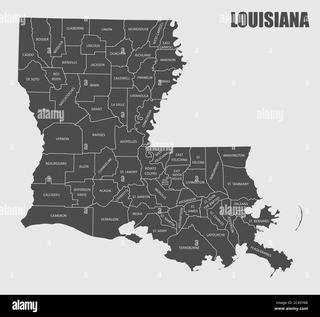 Carte du comté de Louisiane Illustration de Vecteur