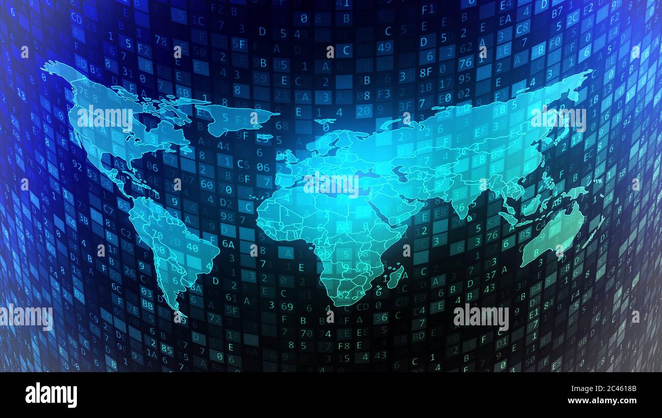Internet flux et traitement de données numériques dans le monde entier Banque D'Images