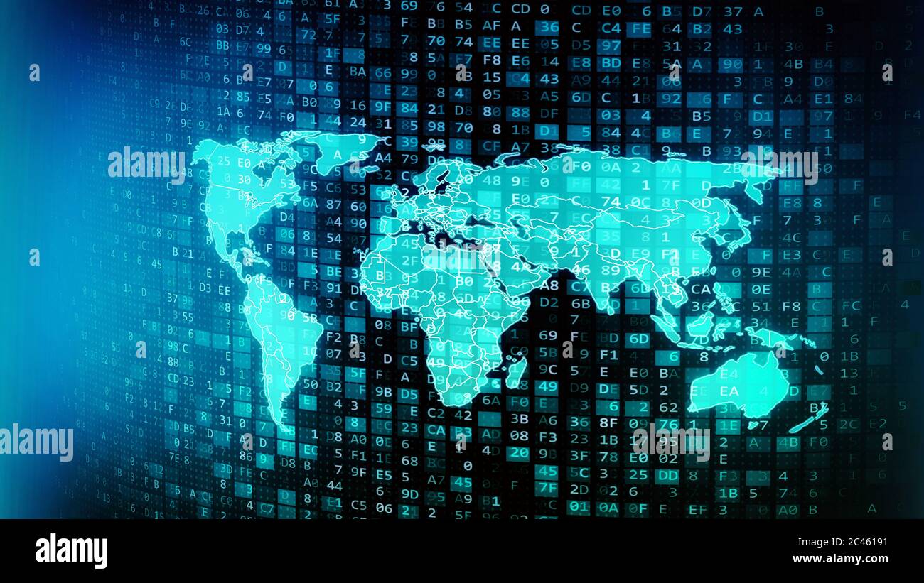 Internet flux et traitement de données numériques dans le monde entier Banque D'Images
