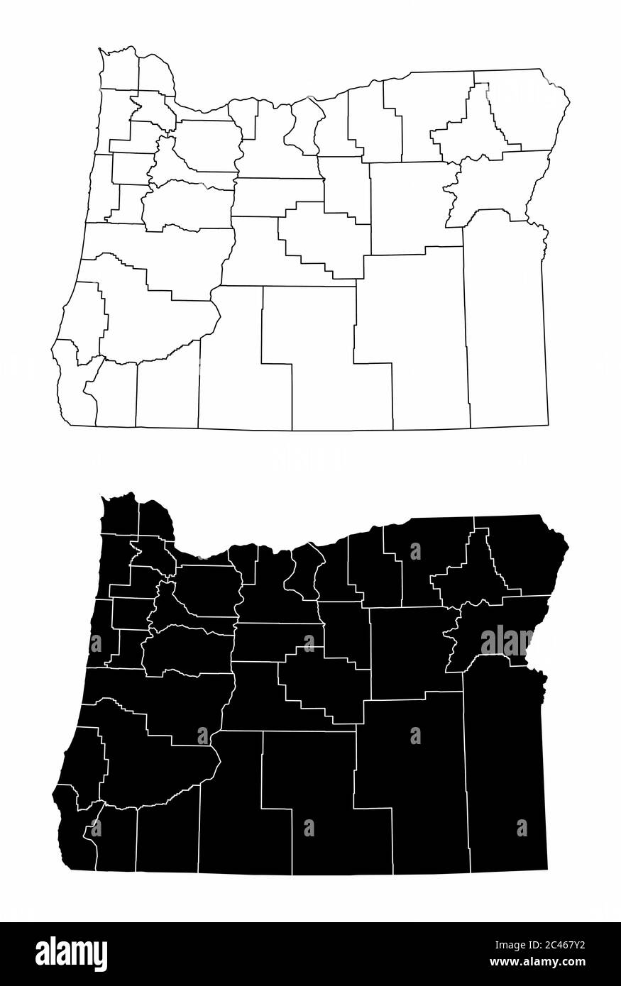 Cartes du comté de l'Oregon Illustration de Vecteur