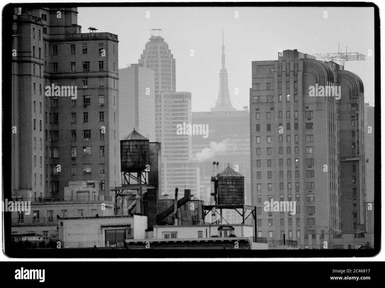 New York, vue sur les gratte-ciel des États-Unis, au sud de la 89e rue, en descendant par le Manhatten 1988 Banque D'Images