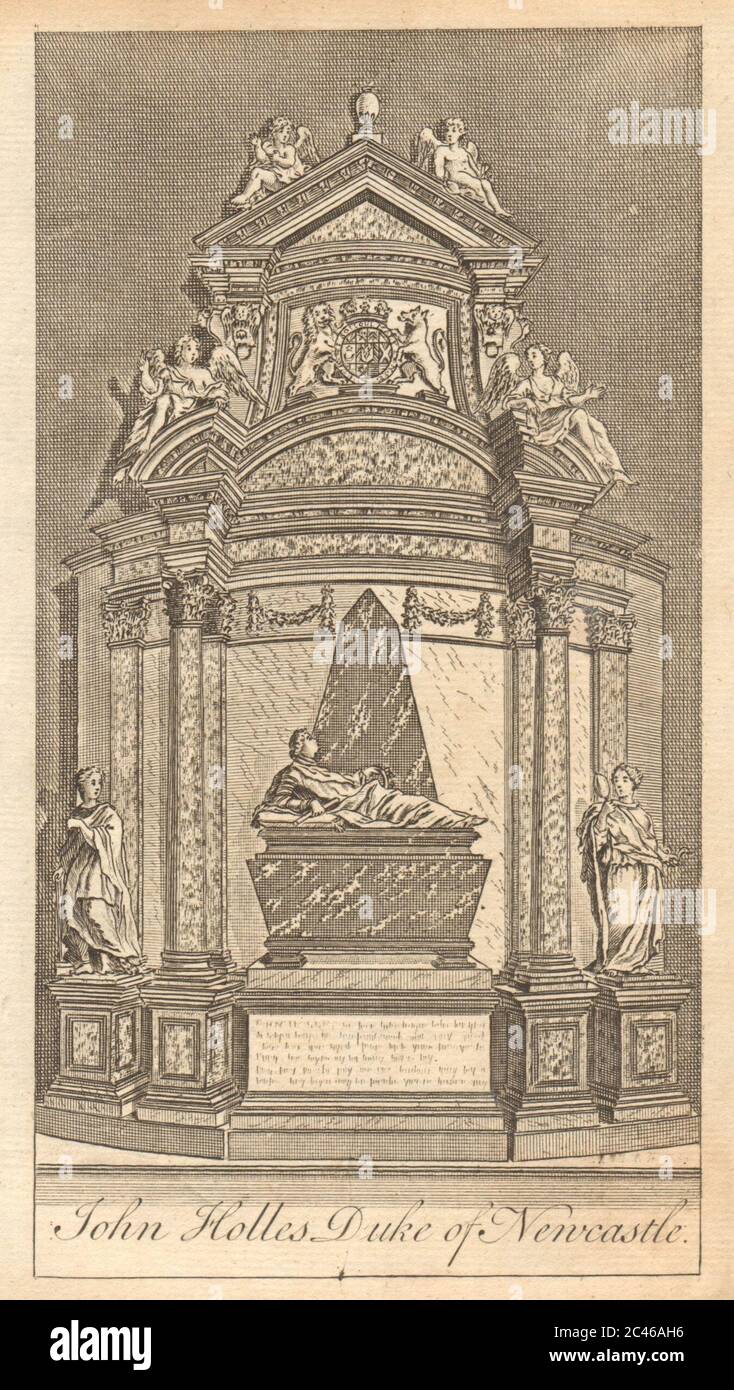Tombe de John Holes, duc de Newcastle. L'abbaye de Westminster 1755 est un vieux imprimé Banque D'Images
