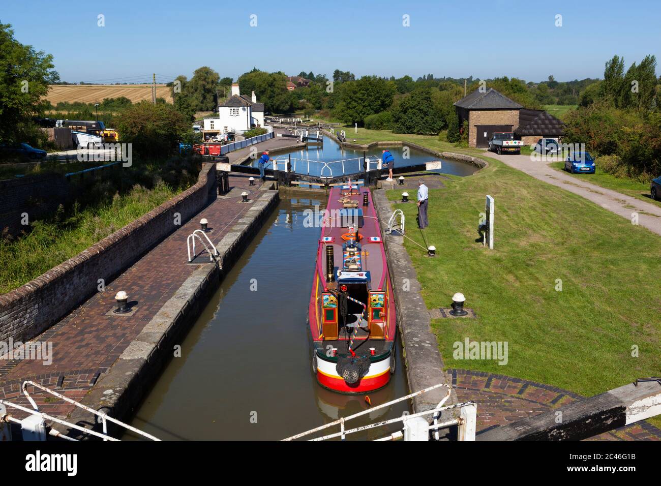 Le pub Three Locks sur le Grand Union Canal, près de Stoke Hammond, Buckinghamshire, Angleterre, Royaume-Uni Banque D'Images