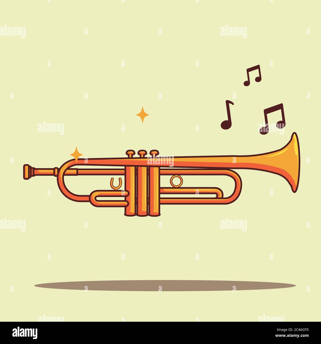 Illustration du vecteur trompette. Style de dessin animé plat Illustration de Vecteur