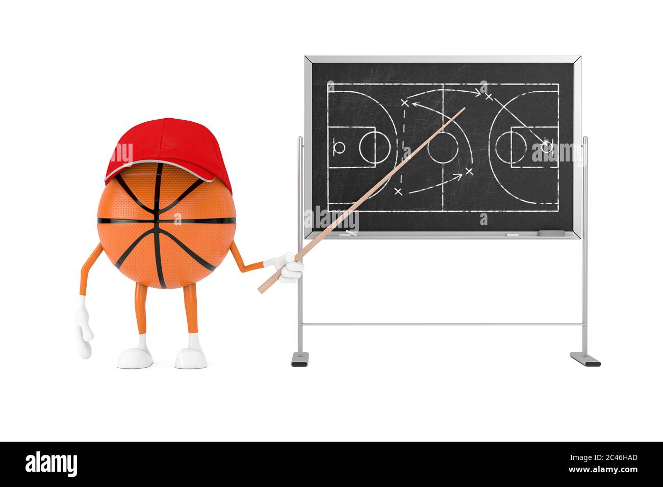 Concept de tactique de basket-ball. Mignon dessin-modèle jouet ballon de  basket-ball Sports mascotte personnage avec pointeur près du tableau noir  avec terrain de basket-ball a Photo Stock - Alamy