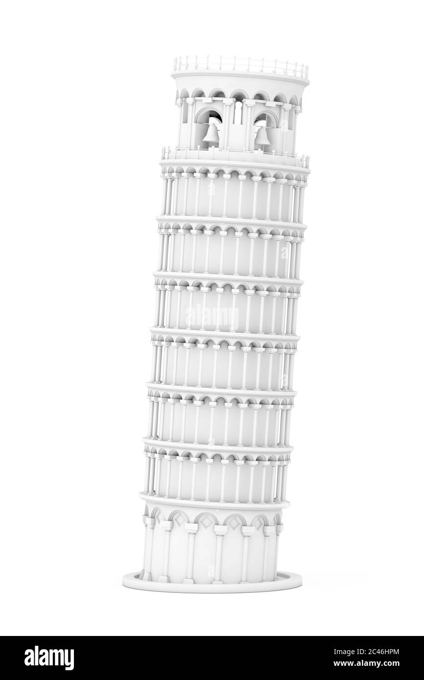Tour de Pise blanche sur fond blanc. Rendu 3d Banque D'Images