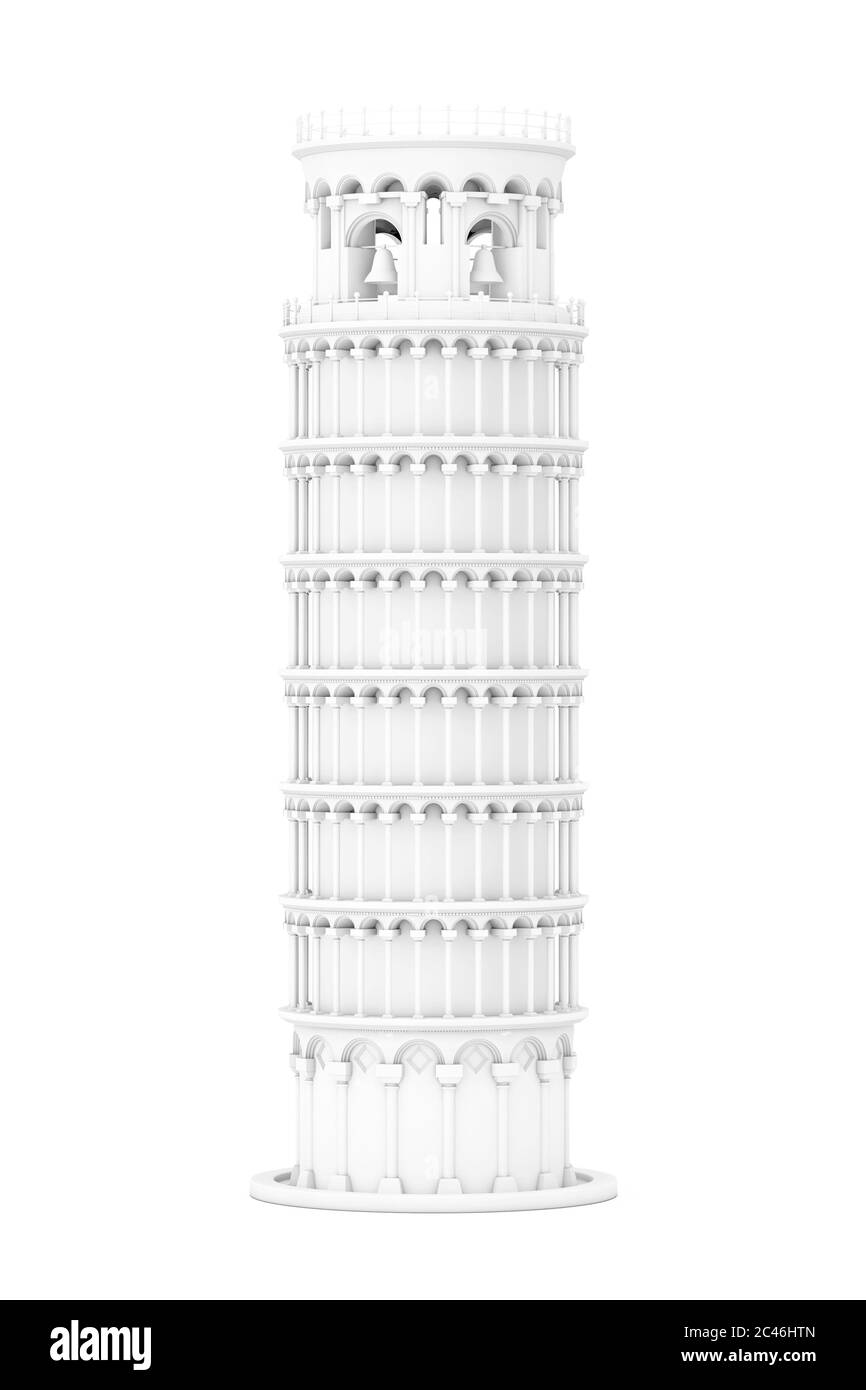 Tour de Pise blanche sur fond blanc. Rendu 3d Banque D'Images