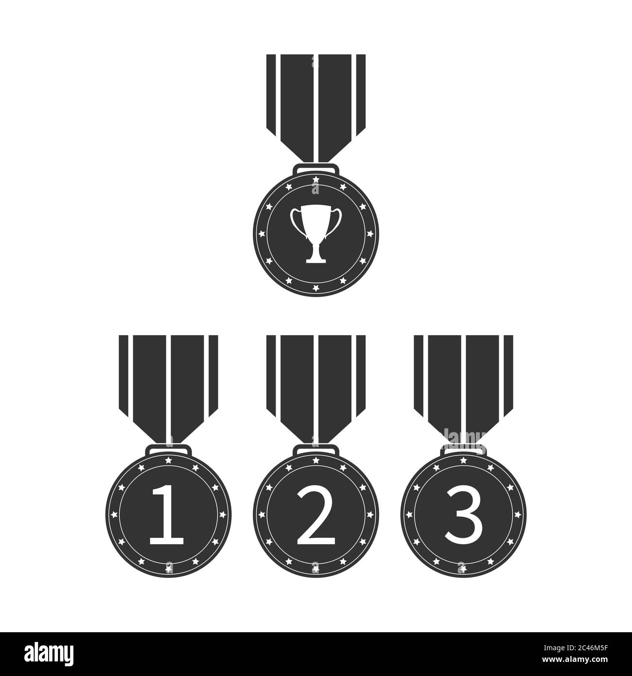 ensemble de symboles pour les médailles. Conception simple isolée sur un fond blanc Illustration de Vecteur