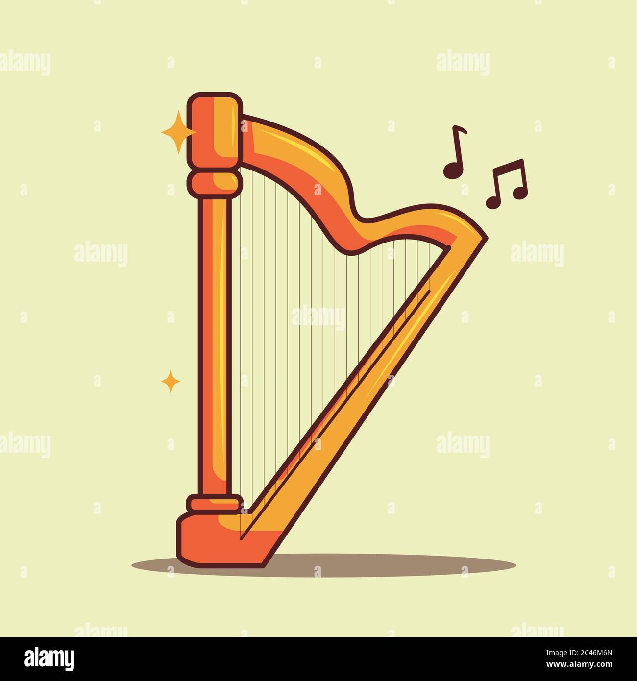 Illustration du vecteur de harpe. Style de dessin animé plat Illustration de Vecteur