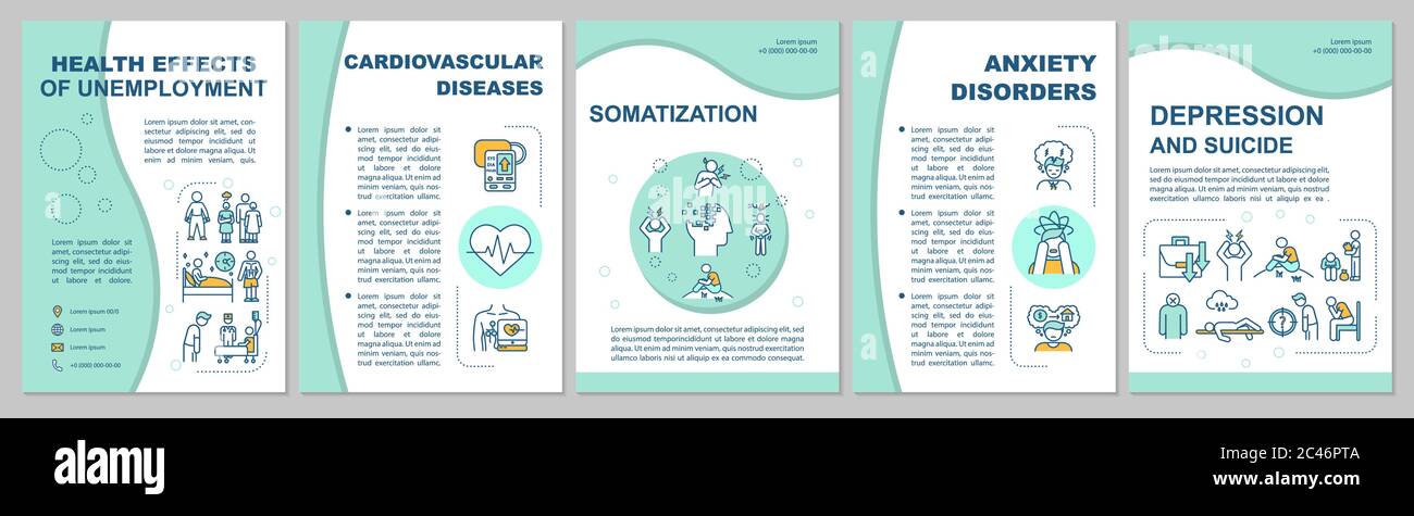 Modèle de brochure sur les effets négatifs du chômage sur la santé Illustration de Vecteur