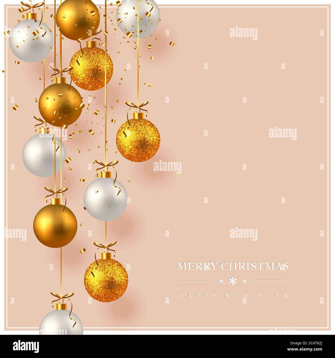 Carte de Noël à suspendre avec boules, Illustration de Vecteur