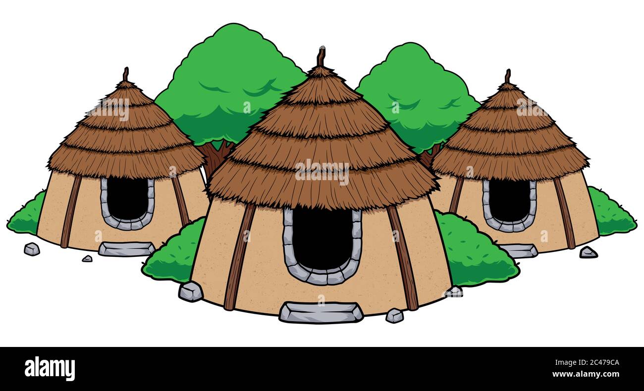 Mascotte du village de huttes Illustration de Vecteur Mascotte du village de huttes Illustration de Vecteur