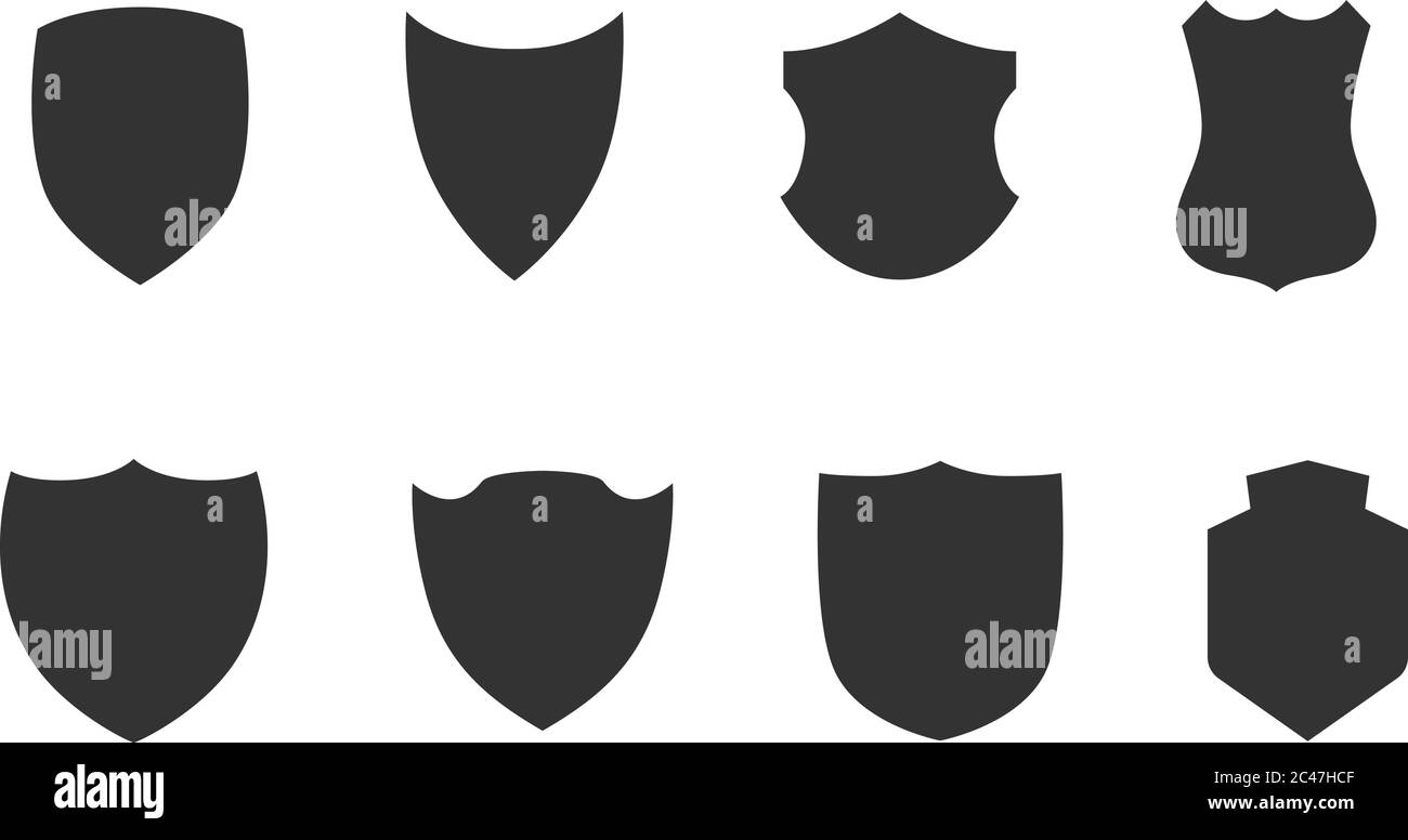 Forme du badge de police. Icônes silhouettes du bouclier militaire Vector. Correctifs de sécurité isolés sur fond blanc. Illustration protection de la forme de bouclier, sécurité noire et badge de football Vector eps 10 Illustration de Vecteur