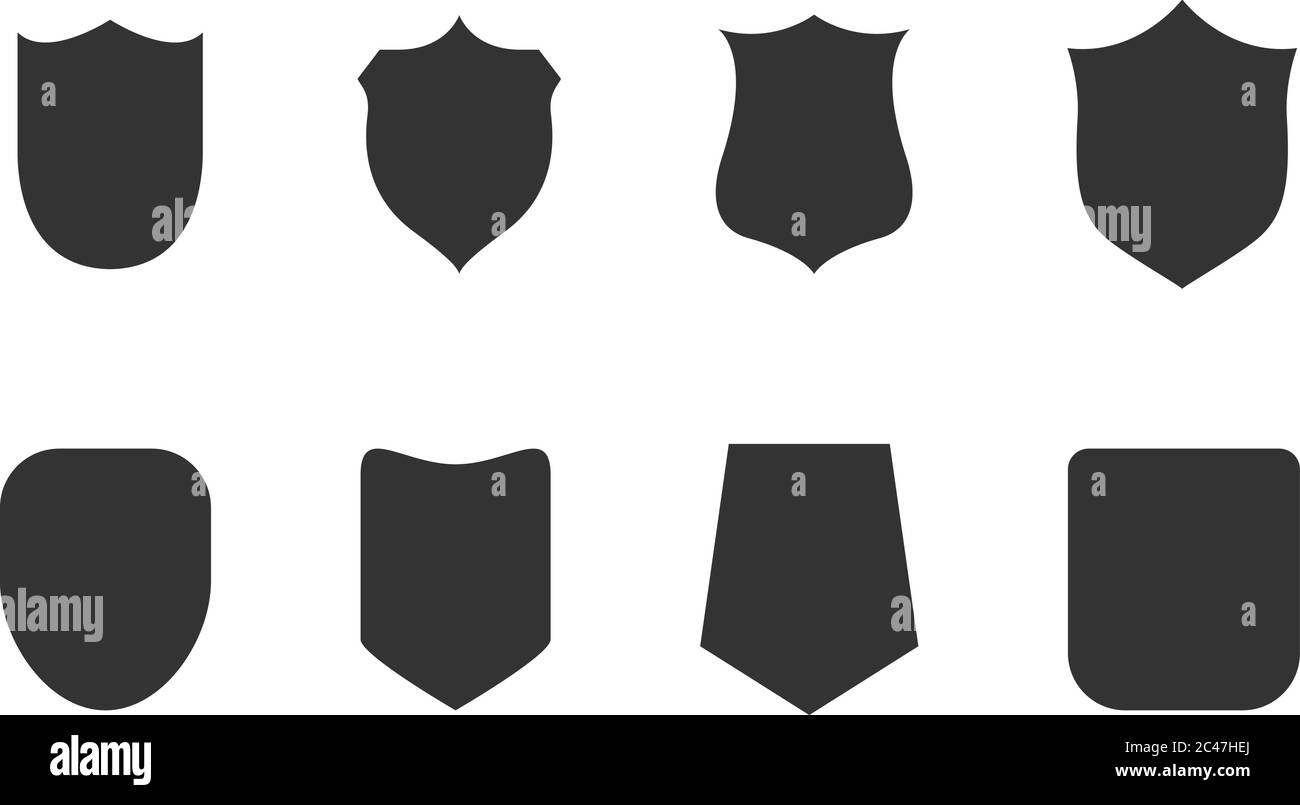 Forme du badge de police. Icônes silhouettes du bouclier militaire Vector. Correctifs de sécurité isolés sur fond blanc. Illustration protection de la forme de bouclier, sécurité noire et badge de football Vector eps 10 Illustration de Vecteur
