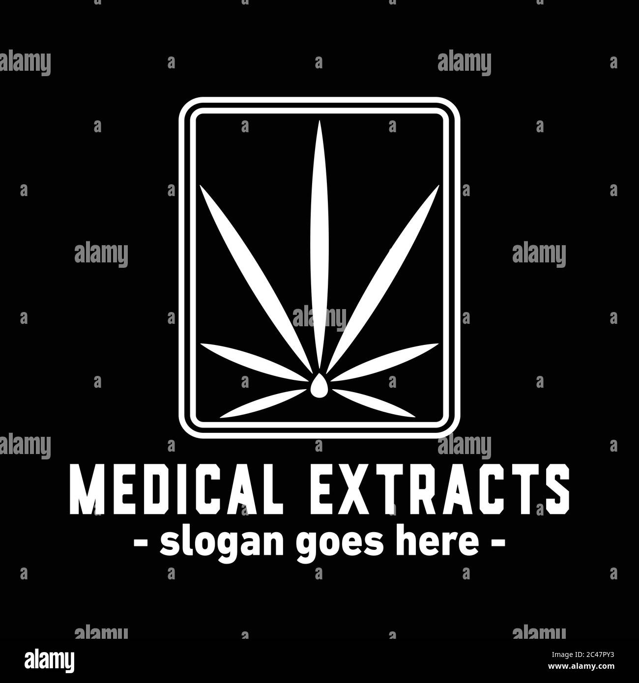 Modèle de logo de conception d'extraits médicaux. Logo de feuille de marijuana médicinale. Illustration de Vecteur