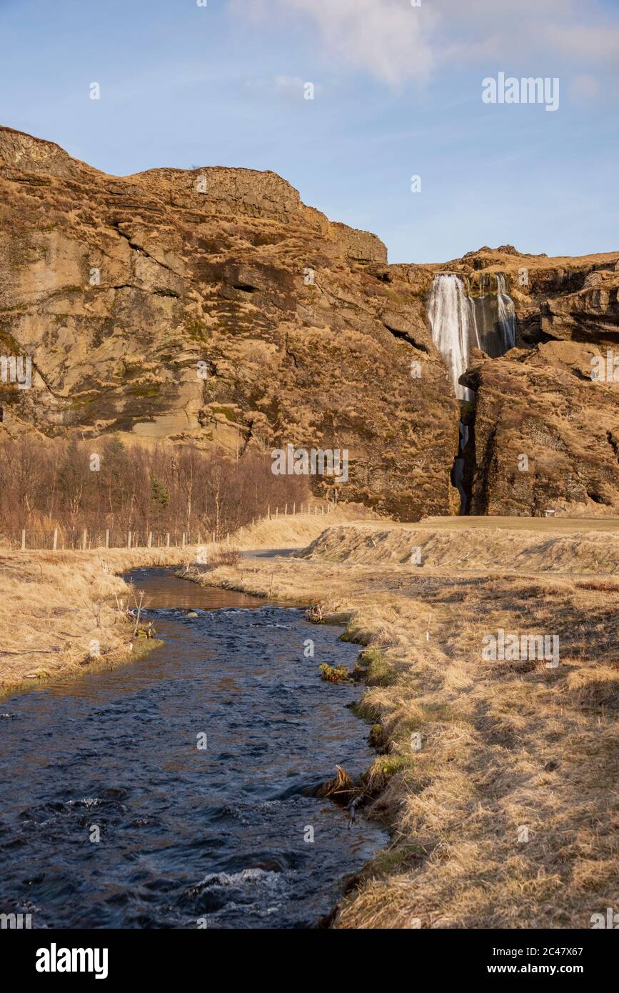 Chute d'eau de Gljufrabui, près de Seljalandsfoss, Islande du Sud Banque D'Images