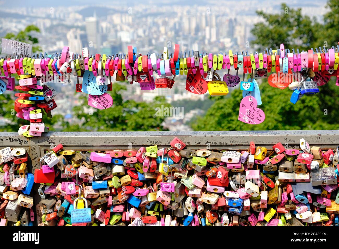Séoul Corée du Sud - Namsan Mountain Padlock symbole de l'amour éternel Banque D'Images
