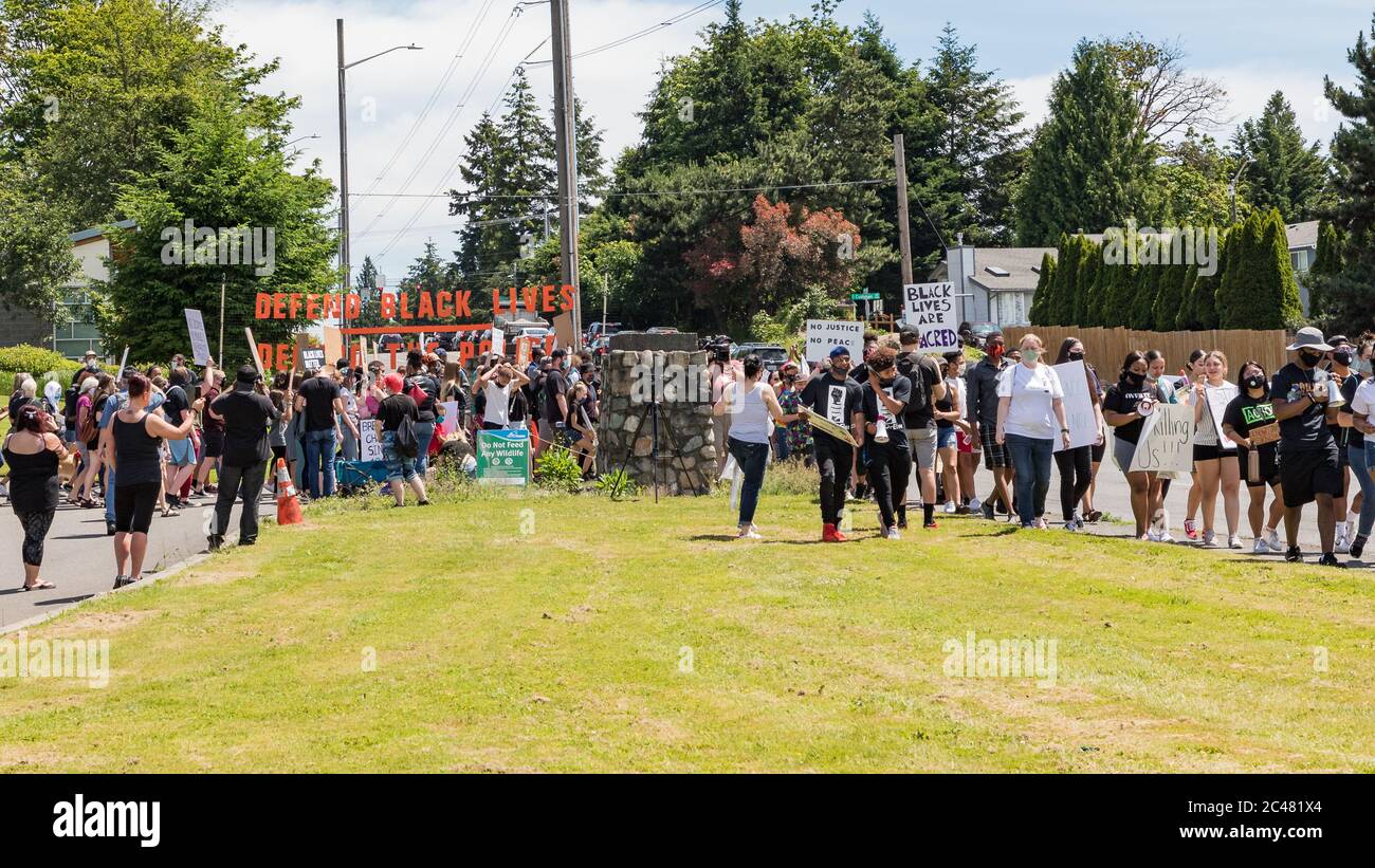 Tacoma, WA, USA 6/19/2020, rassemblement de jeunes et mars pour dire leurs noms, Black Lives Mater au parc de Wapato Banque D'Images